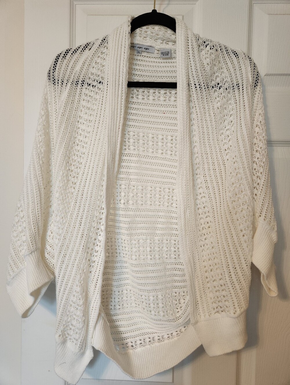 eight eight eight Open Knit Ivory Crochet Cardigan, sz xl